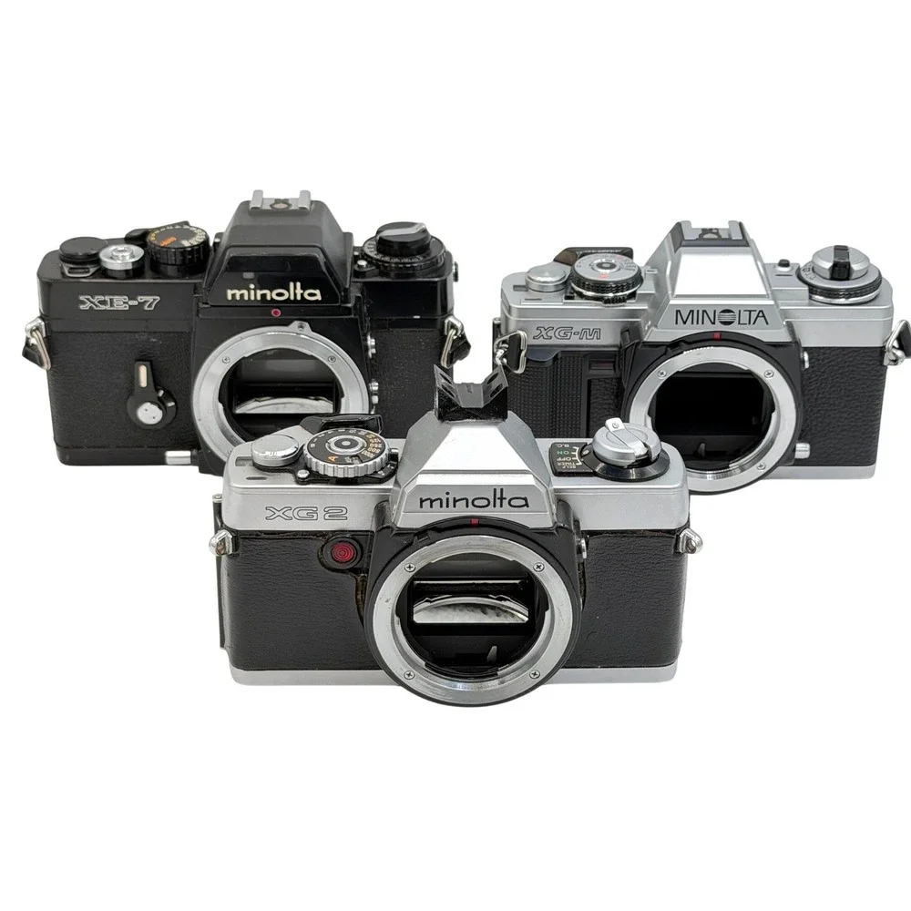 Minolta SLR Camera Body Lot XE-7 XG-M XG 2 35mm Film Vintage PARTS OR REPAIR